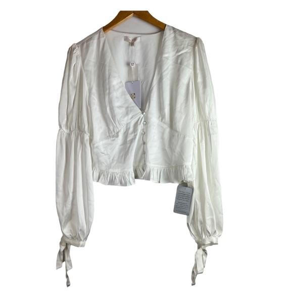 WAYF • Amena Ruffle Satin Blouse - Picture 3 of 8